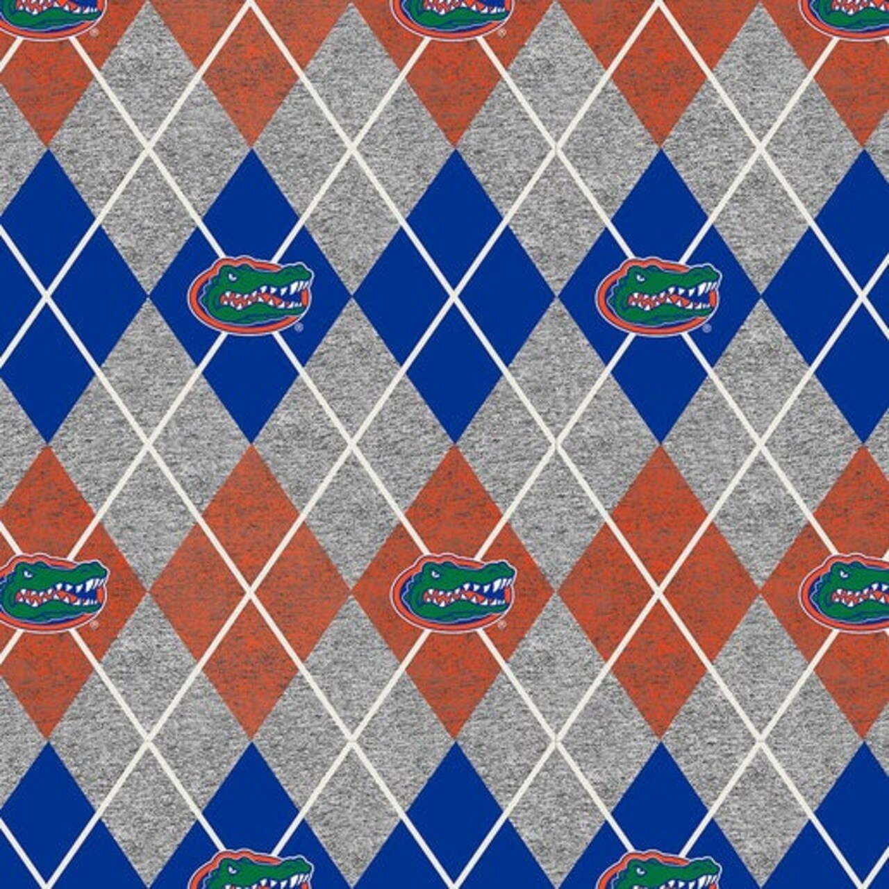 Licensed NCAA University of Florida Heather Argyle Fleece FL-1148 Fabric by the Yard